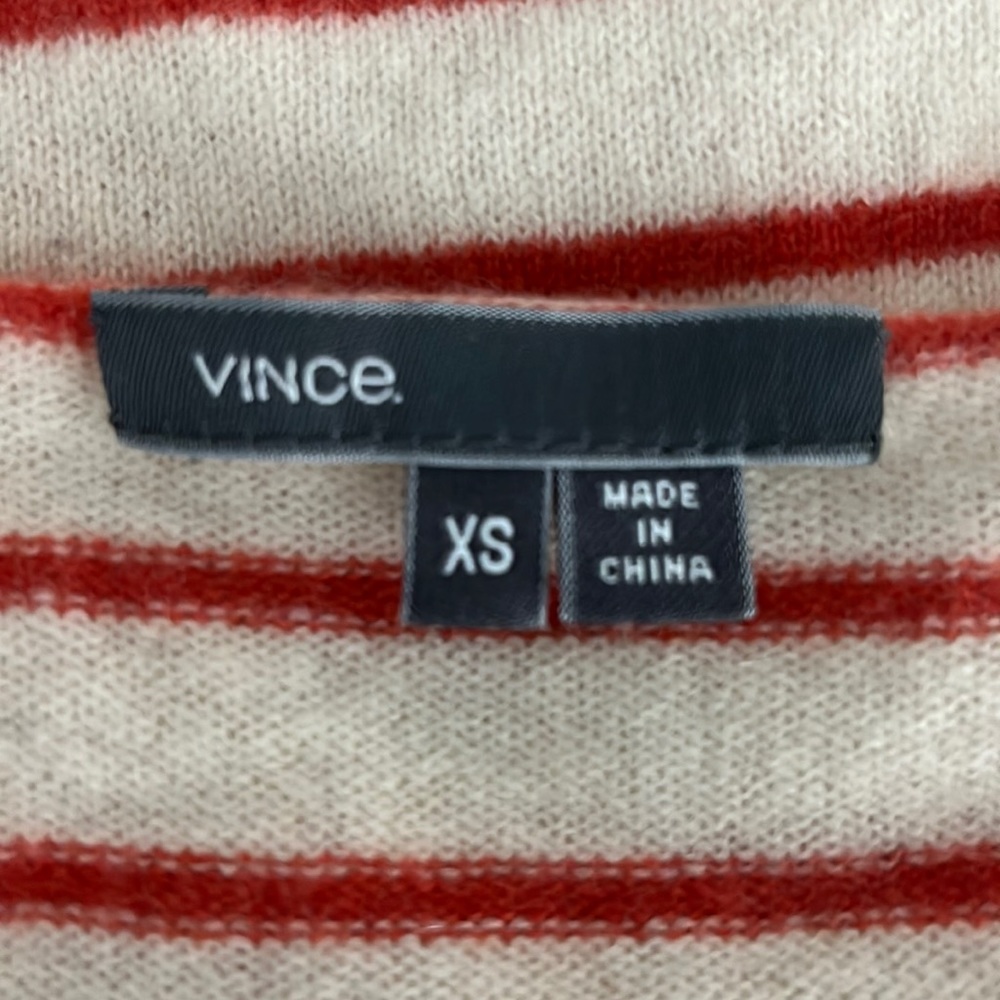 Vince Red Stripe Boatneck 100% cashmere Sweater size XS - Picture 11 of 12